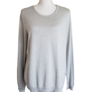 REBECCA MALONE/CREW NECK SWEATER/SILVER GRAY/ SZ L